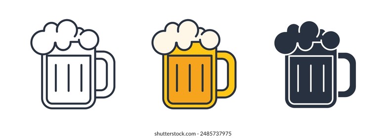 beer mug with frothy beer Icon symbol vector illustration isolated on white background