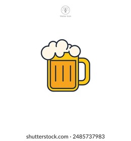 beer mug with frothy beer Icon symbol vector illustration isolated on white background