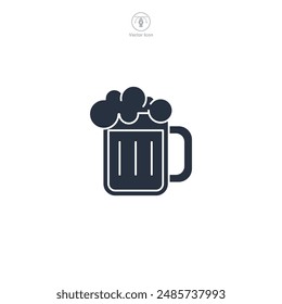 beer mug with frothy beer Icon symbol vector illustration isolated on white background