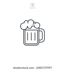 beer mug with frothy beer Icon symbol vector illustration isolated on white background