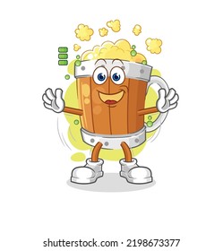 the beer mug full battery character. cartoon mascot vector