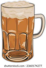 beer, mug, glass, drink, alcohol, illustration, beverage, vector