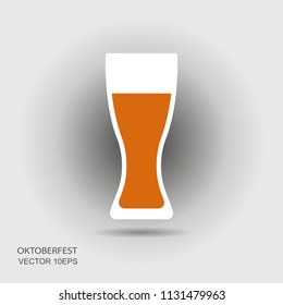 Beer mug or beer glass flat vector icon with shadow