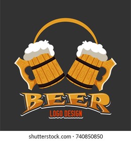 Beer in Mug or glass Logo Symbol With Dark Background