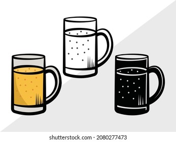 Beer Mug, Beer Glass, Printable Vector Illustration