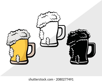 Beer Mug, Beer Glass, Printable Vector Illustration