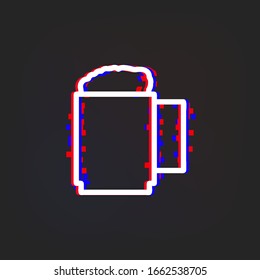 Beer mug glytch icon. Simple thin line, outline vector of web icons for ui and ux, website or mobile application