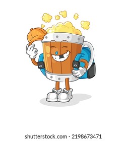 the beer mug goes to school vector. cartoon character