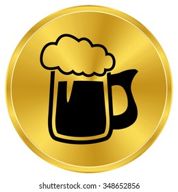 Beer mug - gold vector icon