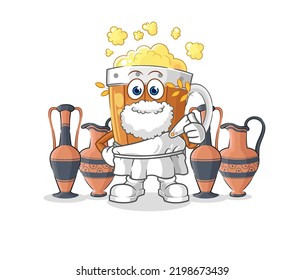 the beer mug with greek clothing. cartoon mascot vector