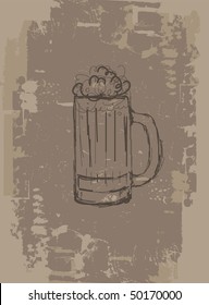 Beer mug, grunge background for your design