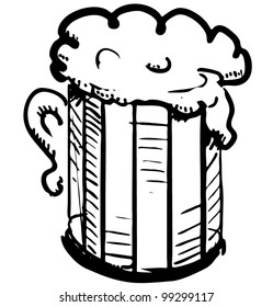 Beer in mug. Hand drawing sketch vector illustration