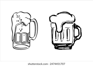 Beer Mug Hand Drawn Sketch Vector Illustration