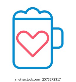 Beer mug with heart icon. Concept of love for beer.