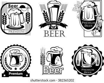 beer, beer mug, hop, vector, illustration, elements of graphic registration