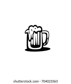 Beer mug icon, alcohal, glass, lather, adult drink, refreshing, chilled, bar, pub, party, friends and togetherness, white background, vector illustration