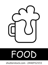 Beer mug icon. Alcohol, cup, delicacy, gourmet craftsmanship and culinary creativity, simplicity, silhouette, snack, exquisite cuisine. Delicious and unusual food concept.