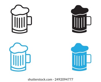 beer mug icon black and white vector outline sign