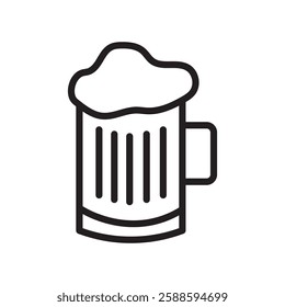 beer mug icon black and white vector outline sign