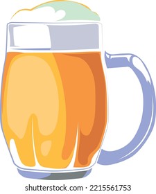 Beer mug icon. Cartoon full glass with white foam