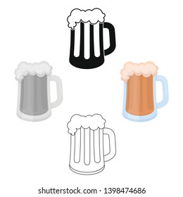 Beer mug icon in cartoon,black style isolated on white background. Oktoberfest symbol stock vector illustration.