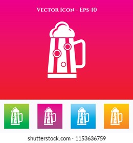 Beer Mug Icon in Colored Square box. eps-10