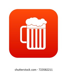 Beer mug icon digital red for any design isolated on white vector illustration