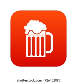 Beer mug icon digital red for any design isolated on white vector illustration