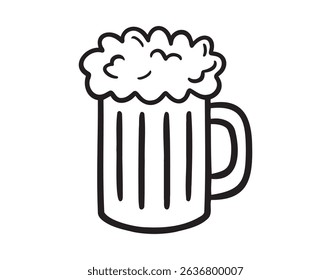 beer mug icon doodle hand drawn. outline line drawing clipart symbol. Vector illustration