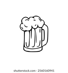 Beer mug icon doodle style illustration