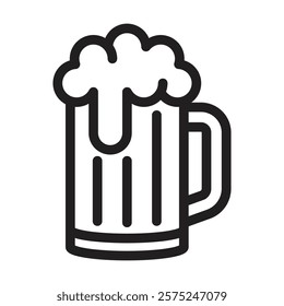 Beer mug icon. Editable line icon. Vector illustration