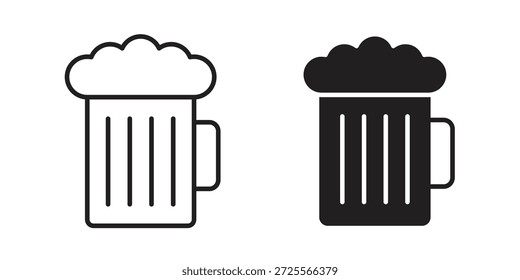 Icono de taza de cerveza en línea delgada, estilo de trazo para Sitio web y App