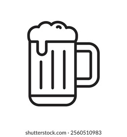 Beer mug icon Flat art in black and white isolated