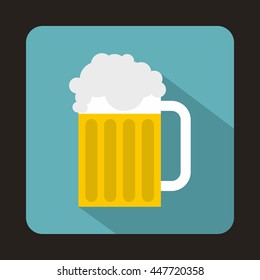 Beer mug icon in flat style with long shadow. Drinks symbol