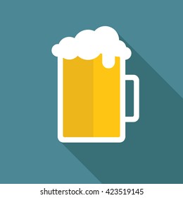 Beer Mug Icon. Flat Vector Illustration.