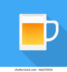 Beer mug icon. Flat vector illustration on blue background