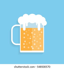 Beer mug icon. Flat vector illustration.