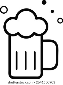 Beer Mug Icon with Foam and Bubbles