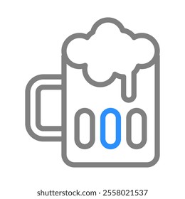 Beer mug icon with foam. Concept of celebration, party, and alcohol.