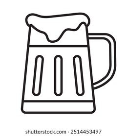 Beer mug icon with foam isolated on a white background. Beer mug emoji illustration. Cheer up friend. Lager beer. Have a beer with your friends. Great for pub menu illustrations. Cold drinks concept.