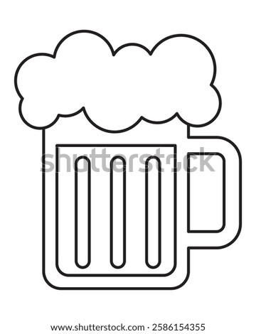 Beer mug icon with foam isolated on a white background. Beer mug outline style. Cheer up friend. Lager beer. Have a beer with your friends. Great for pub menu illustrations. Cold drinks concept.