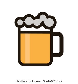 Icono de taza de cerveza con espuma. Simbolizando un brindis, amistad o celebración. Símbolo de taza de cerveza. Ilustración vectorial.