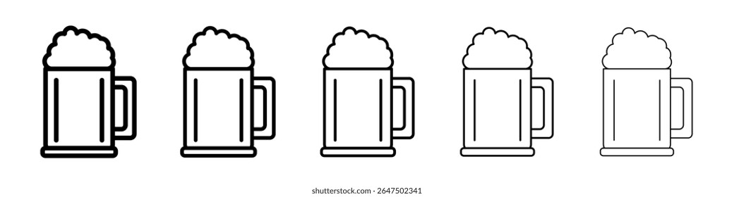 Beer mug icon graphic set. trendy stroke line style