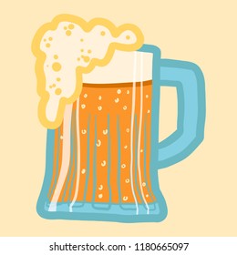 Beer mug icon. Hand drawn illustration of beer mug vector icon for web design