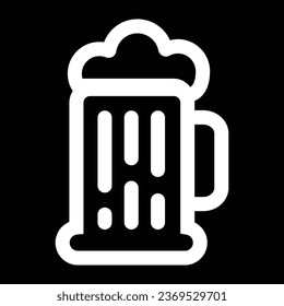 beer mug icon, beer head or foam, linear, black and white, vector illustration 
