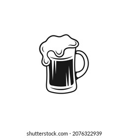 白い背景にビールのマグアイコン モノクロフラットデザイン 手描きのベクターイラスト のベクター画像素材 ロイヤリティフリー Shutterstock
