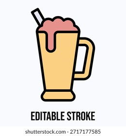 Icono de la taza de cerveza Icono de estilo de color lineal de Vector aislado, trazo editable