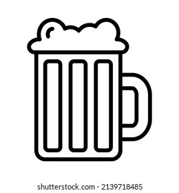 Beer Mug Icon. Line Art Style Design Isolated On White Background