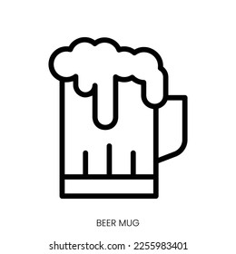 beer mug icon. Line Art Style Design Isolated On White Background