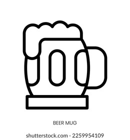 beer mug icon. Line Art Style Design Isolated On White Background